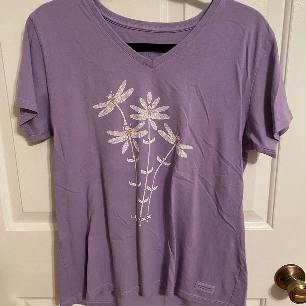Purple Women's Top with Dragonfly Design